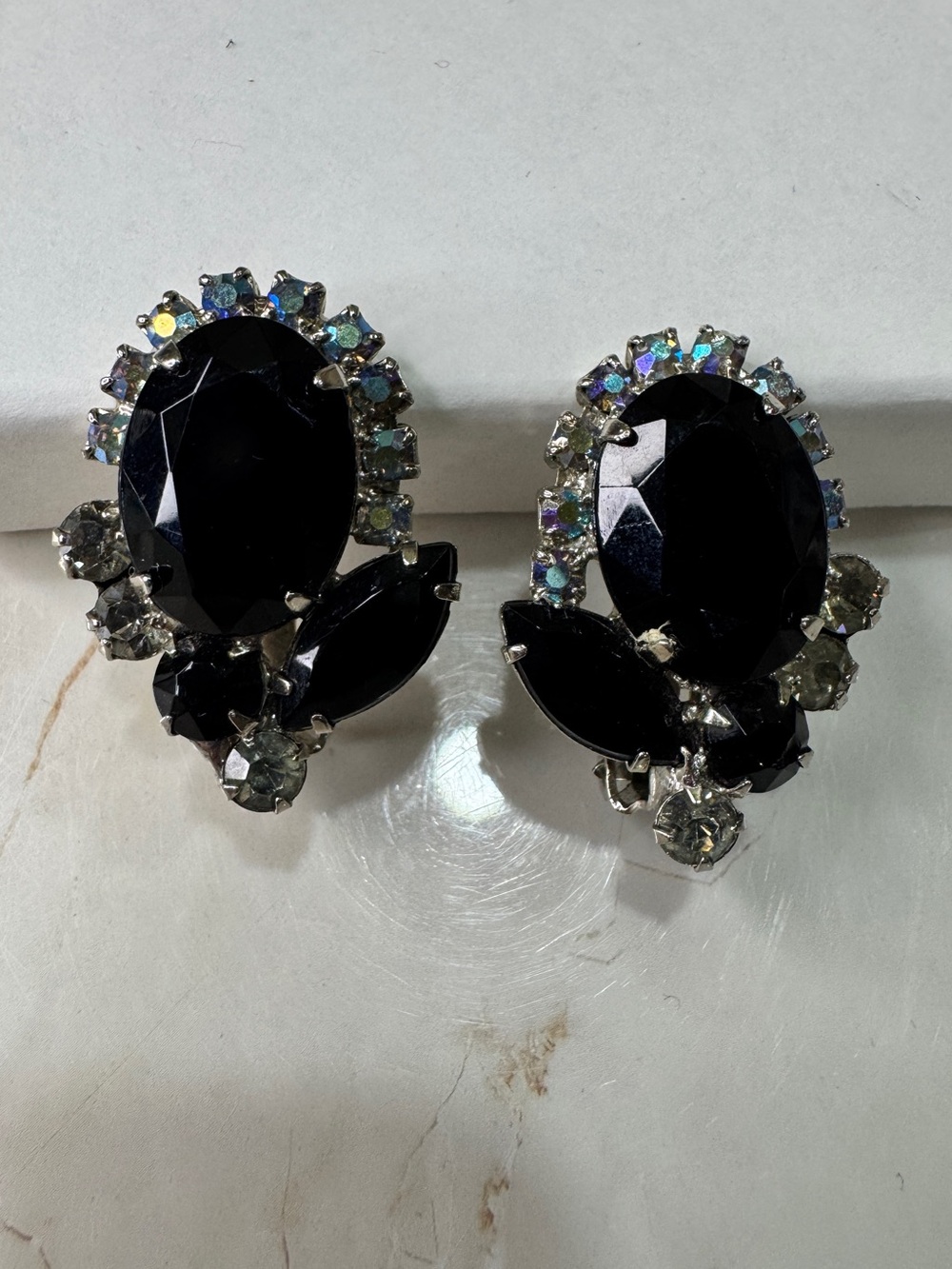 JULIANA vintage Crystal Cluster Clip-On Earrings -